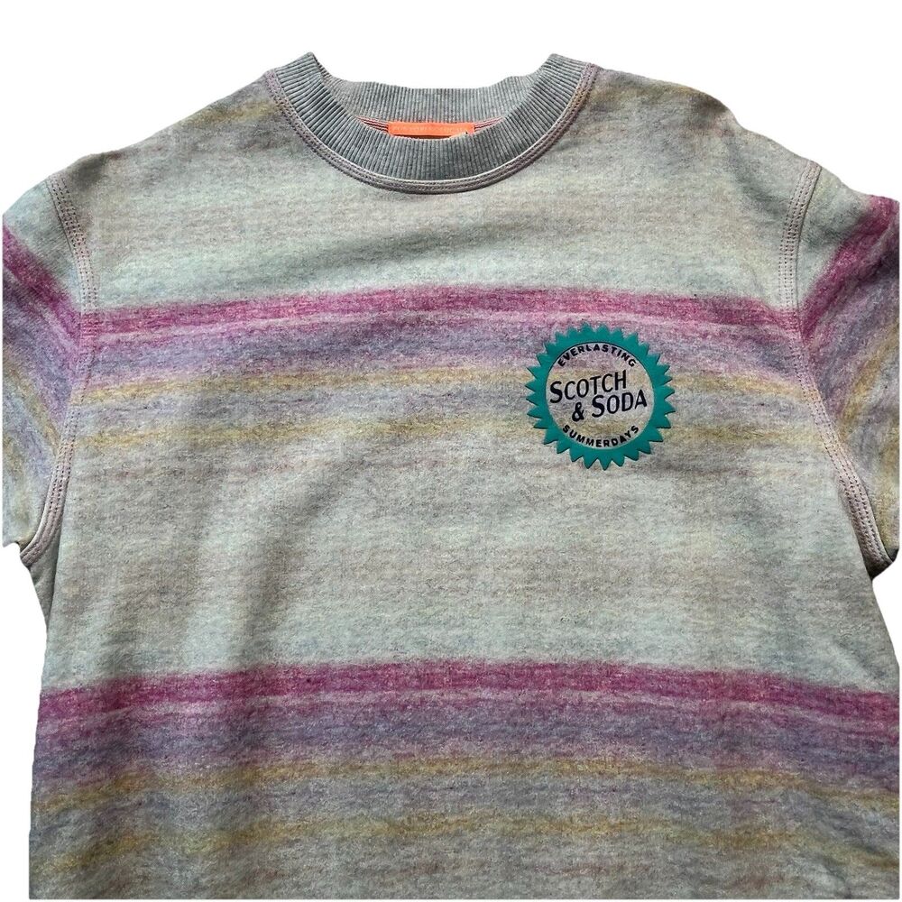 Scotch & Soda Sweatshirt Mens S Melange Effect Logo Crew Preppy Athleisure Bloke